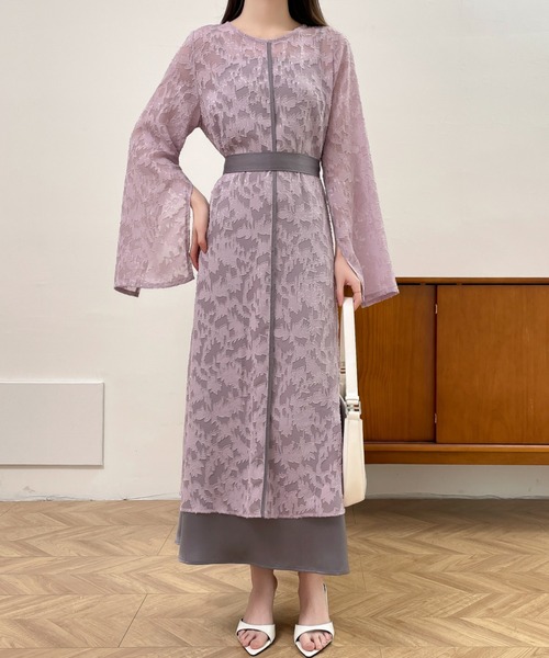 「ABITOKYO」 長袖ワンピース L パープル レディース_画像3