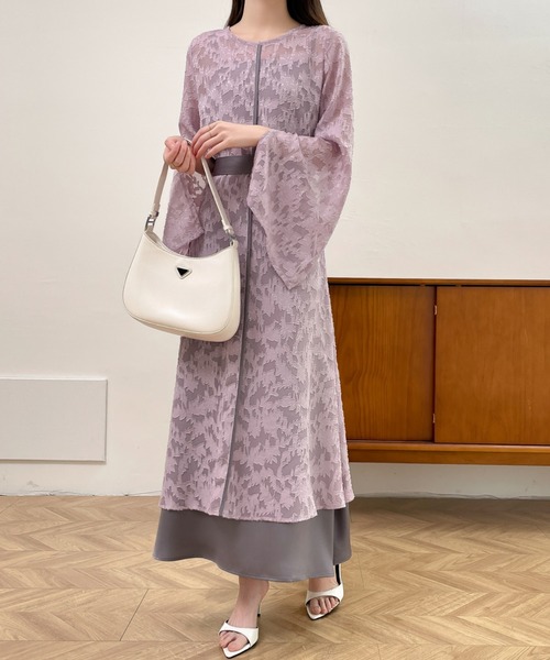 「ABITOKYO」 長袖ワンピース L パープル レディース_画像4