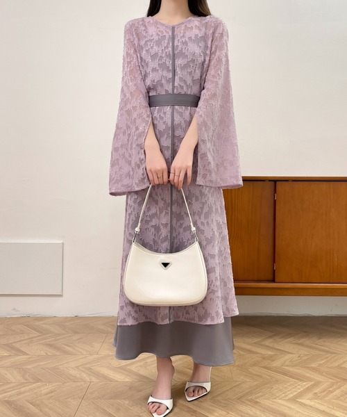「ABITOKYO」 長袖ワンピース L パープル レディース_画像6