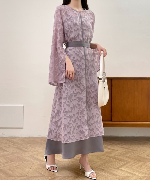 「ABITOKYO」 長袖ワンピース L パープル レディース_画像7