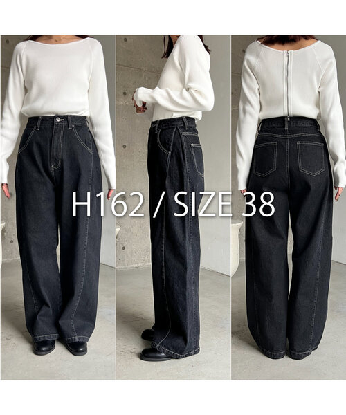 「CAPRICIEUX LE'MAGE」 デニムパンツ 38 ブラック レディース_画像3
