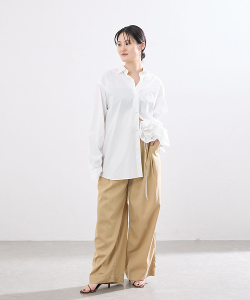 IENA（イエナ） ブラウス シャツ BLACK コサージュ付きシャツ 