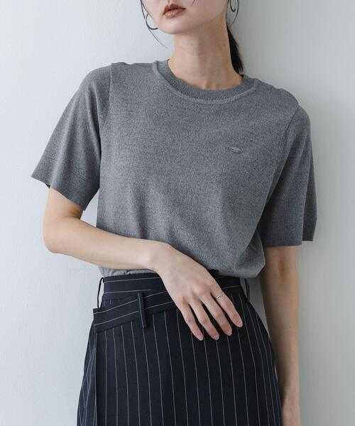 グレー クルーネック 半袖ニットセーターグレー　新品サイズS SENSE OF PLACE by URBAN RESEARCH ニット セーター 「洗濯可