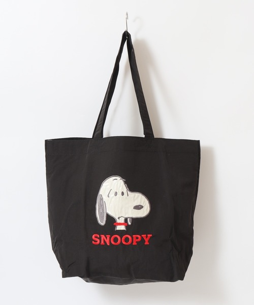 PORTER スヌーピー 刺繍 トートバッグ ブラック SNOOPY（スヌーピー） トートバッグ 大きめ トートバッグ 刺繍