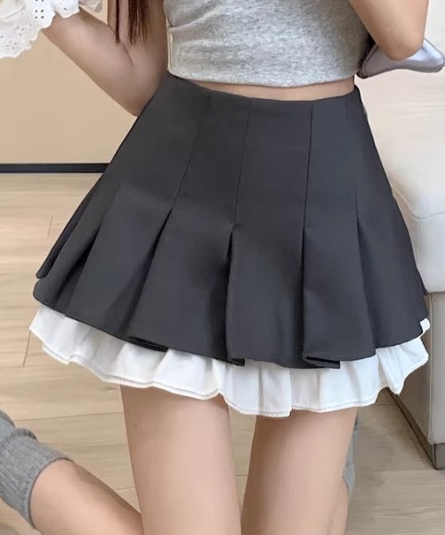 Candy Pot スカート レイヤードフリルプリーツミニスカート : ZOZOTOWN