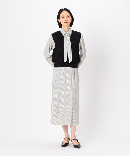 「COMME CA」 ニットベスト 9号 シルバー レディース_画像2