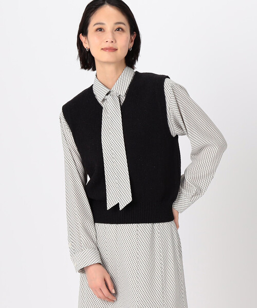 「COMME CA」 ニットベスト 9号 シルバー レディース_画像4