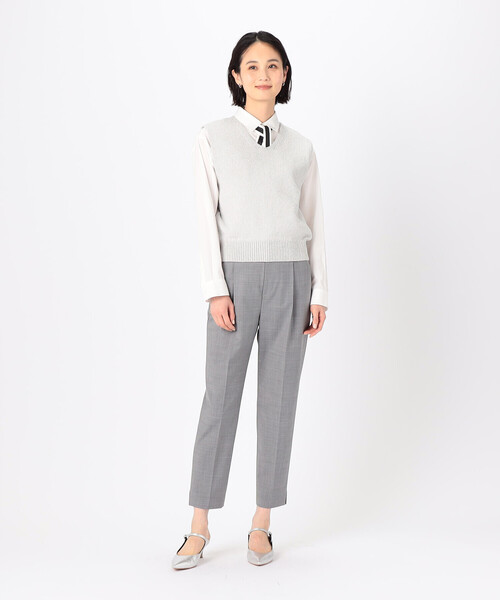 「COMME CA」 ニットベスト 9号 シルバー レディース_画像5