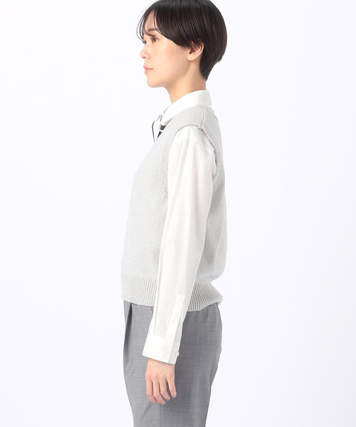 「COMME CA」 ニットベスト 9号 シルバー レディース_画像9