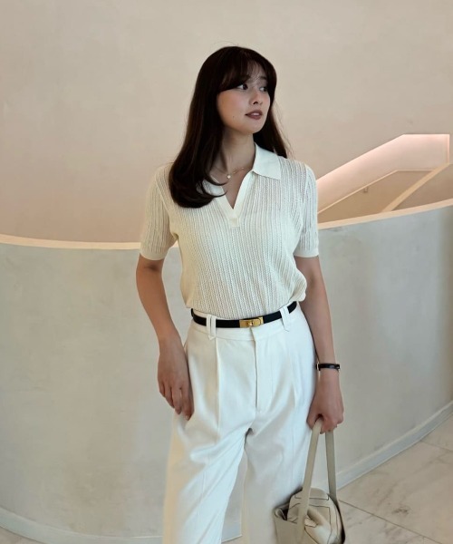 Her lip to Pointelle-Knit Polo Top レディース : ZOZOTOWN Yahoo!店