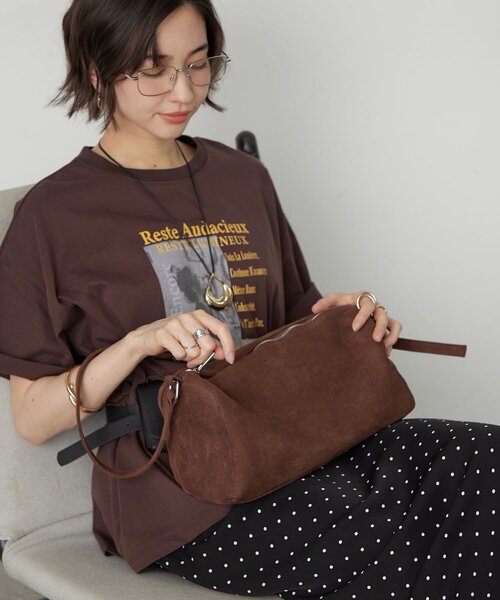【美品】ブラウン スエード 横長ショルダーバッグ Remind me and forever（リマインドミーアンドフォーエバー