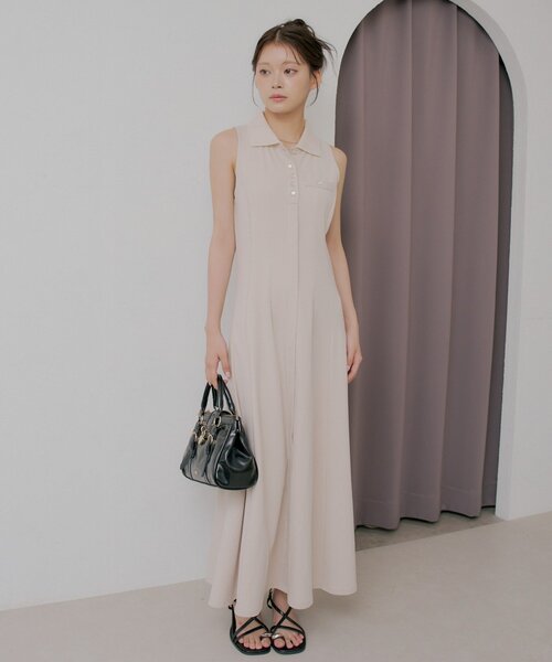 SALON by Chico ノースリポロタイトフレアワンピース Chico（チコ） ワンピース 「SALON by Chico」ノースリポロタイト