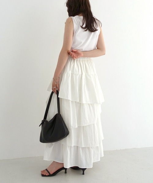「Freesia by andme」 フリルスカート M オフホワイト レディース_画像7
