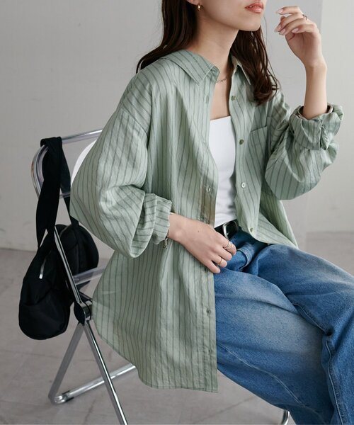 「DISCOAT」 長袖シャツ MEDIUM グレー レディース_画像5
