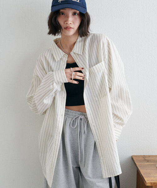 「DISCOAT」 長袖シャツ MEDIUM グレー レディース_画像7