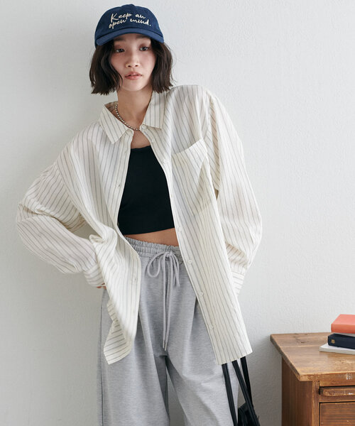「DISCOAT」 長袖シャツ MEDIUM グレー レディース_画像9