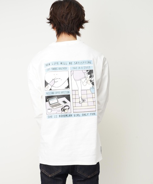 tシャツ ビッグシルエットバックプリントクルーネック長袖Tシャツ(IR) メンズ レディース | おしゃれスタ | 05