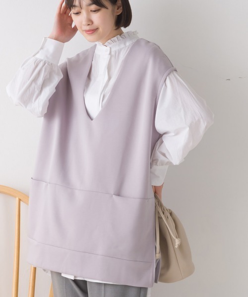 OMNES（ファッション） ベスト ジレ ダンボールニットVネック