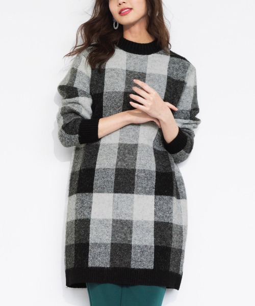 ranan　11月① RANAN（ラナン） ニット セーター チェック柄ロング丈ニット