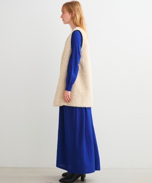 three dots（スリー ドッツ） ベスト ジレ プードルボア ロングベスト