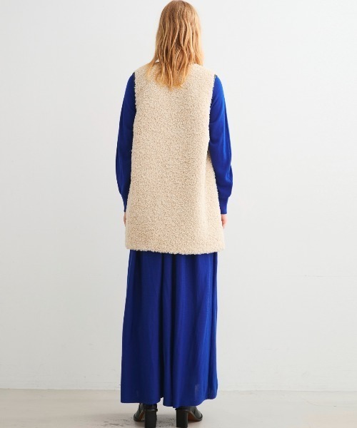 three dots（スリー ドッツ） ベスト ジレ プードルボア ロングベスト