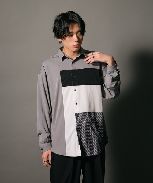 UNIT（NIXON） シャツ 「UNIIT/ユニット」ポリストレッチ 切り替え 