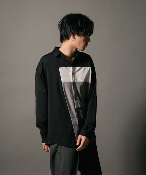 UNIT（NIXON） シャツ 「UNIIT/ユニット」ポリストレッチ 切り替え 