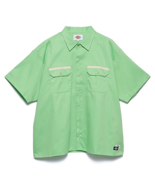 【Dickies】センターロゴ 半袖 Tシャツ グリーン / 送料無料 Dickies/ディッキーズ ロゴワッペン ポケットオーバーサイズ半袖