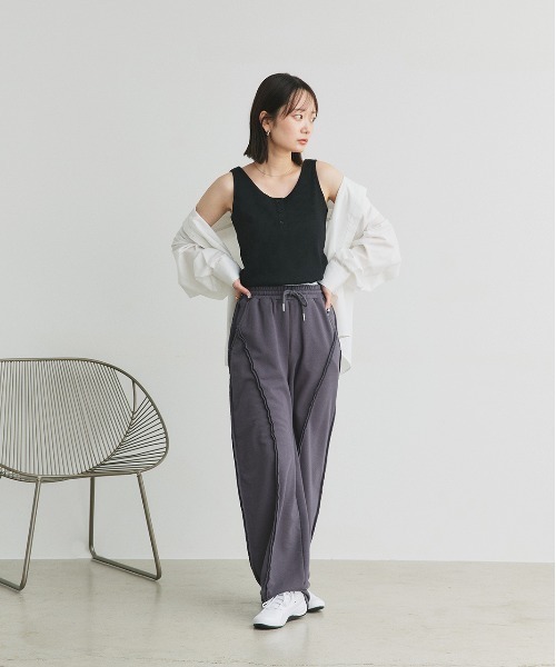 ad thie（アドティエ） タンクトップ ノースリーブ 前ボタン ヘンリー