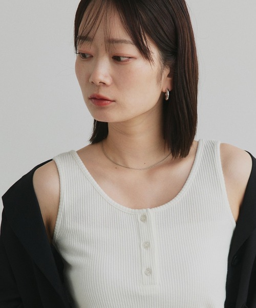 ad thie（アドティエ） タンクトップ ノースリーブ 前ボタン ヘンリー