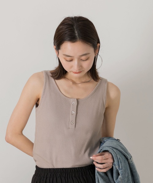 ad thie（アドティエ） タンクトップ ノースリーブ 前ボタン ヘンリー