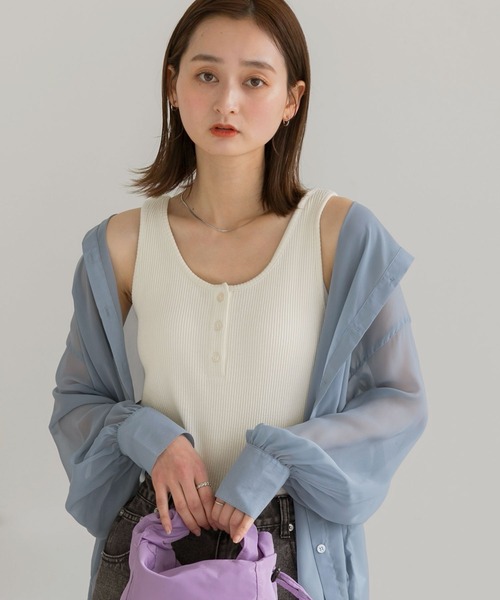 ad thie（アドティエ） タンクトップ ノースリーブ 前ボタン ヘンリー