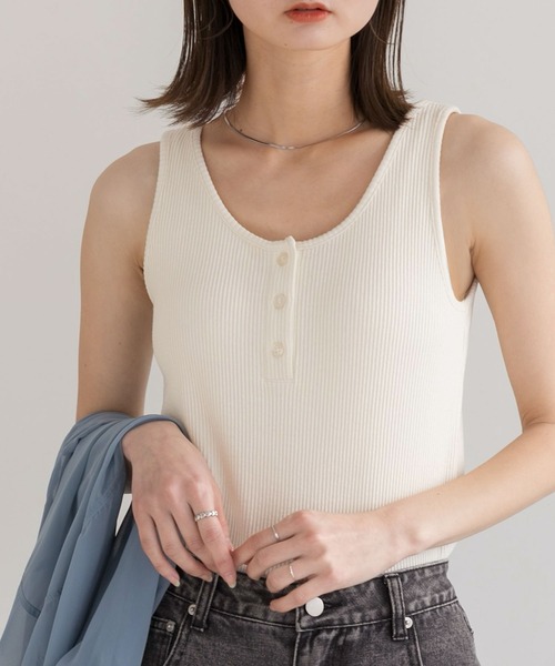 ad thie（アドティエ） タンクトップ ノースリーブ 前ボタン ヘンリー