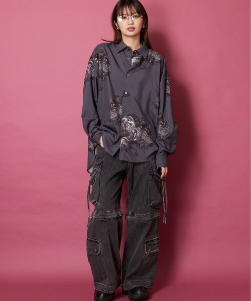 unrelaxing シャツ ビッグシルエット総柄シャツ メンズ