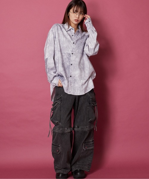 総柄シャツ ≪SALE≫PEZ BIG総柄シャツ(A): ALL｜Bleu Bleuet（ブルーブルーエ）