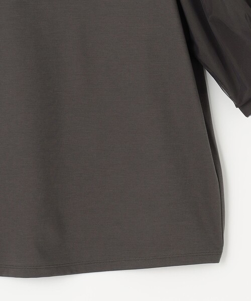 tシャツ 「洗える・XSサイズあり」シアーコンビパフスリーブ カットソー レディース 自由区 tシャツ 「洗える・XSサイズあり」シアーコンビ