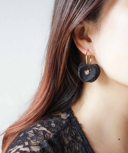 CERCA ピアス jolie minette/2way ふわふわ レース フープピアス
