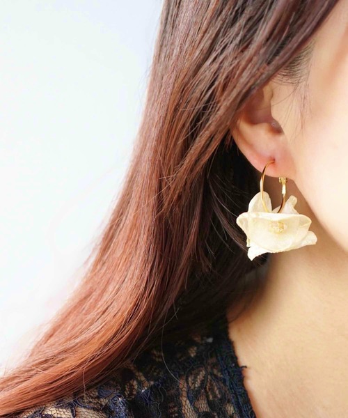 CERCA ピアス jolie minette/2way ふわふわ レース フープピアス