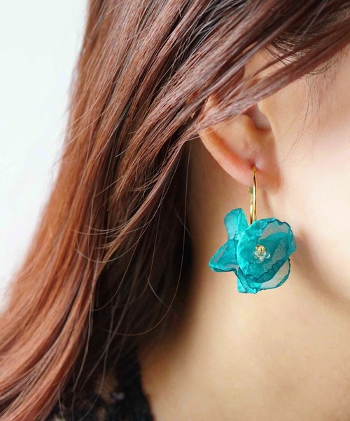 CERCA ピアス jolie minette/2way ふわふわ レース フープピアス