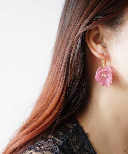 CERCA ピアス jolie minette/2way ふわふわ レース フープピアス