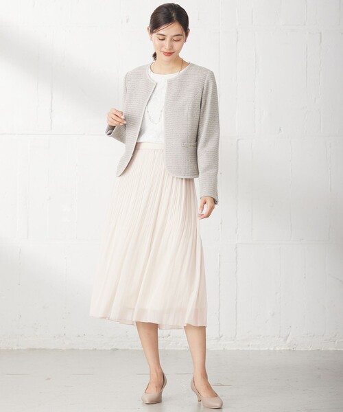 any SIS　ツイードジャケット ツイードノーカラーミドル ジャケット / ANY SIS | ファッション通販