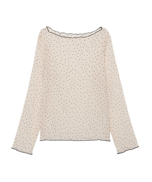 tシャツ シアー ドット ジャガード 長袖 トップス レディース