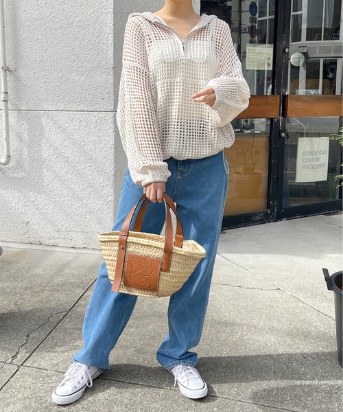 ニット フード付きメッシュニットプルオーバー レディース : ZOZOTOWN