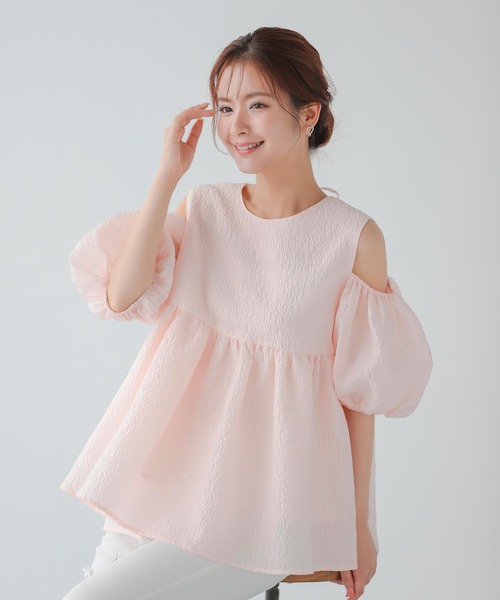 【新品未開封】fitmore オープンショルダートップス　ホワイト Fit more 「ZOZO限定カラー」オープンショルダージャガード
