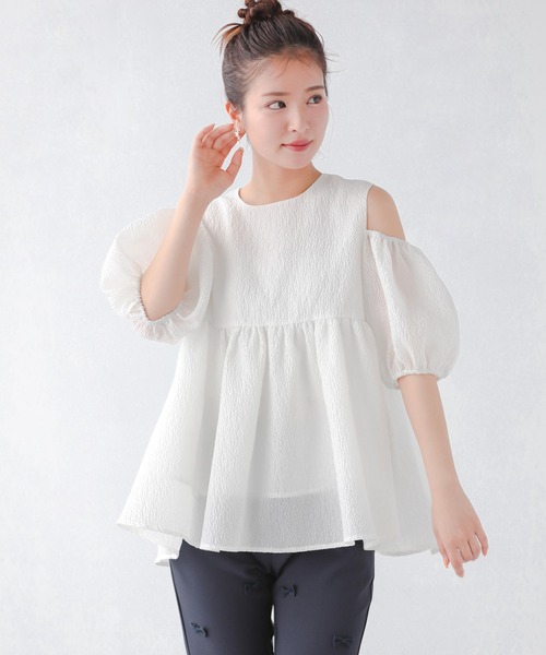 fitmore オープンショルダージャガードトップス　ホワイト Fit more 「ZOZO限定カラー」オープンショルダージャガード