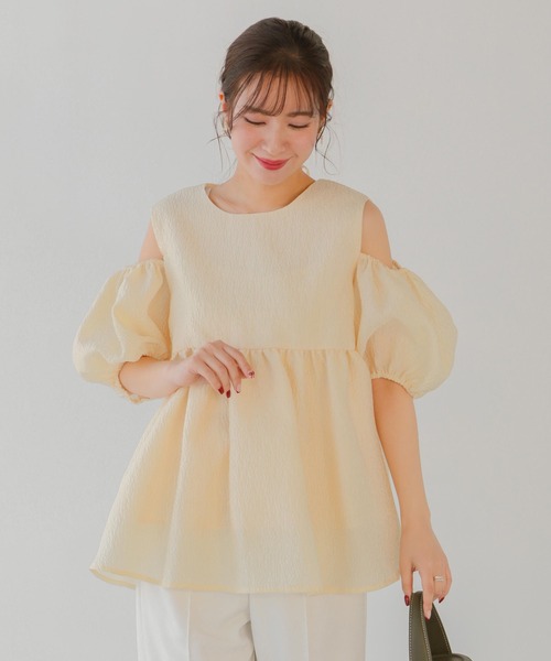 トップス fitmore Fit more パイピングスクエアネックトップス レディース