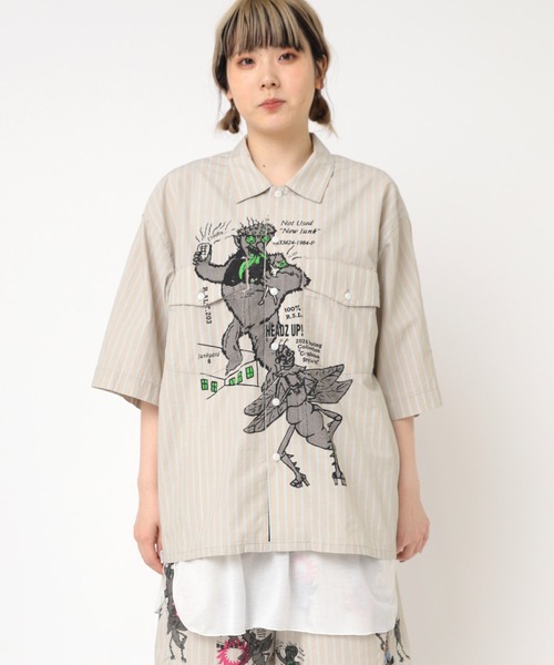 ブラウス シャツ B2812 コンフューズキャラストライプシャツ レディース RNA ブラウス シャツ B2812 コンフューズキャラストライプシャツ