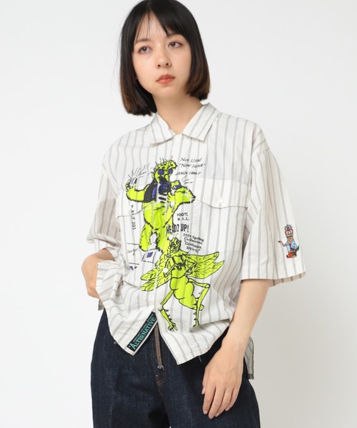ブラウス シャツ B2812 コンフューズキャラストライプシャツ レディース RNA ブラウス シャツ B2812 コンフューズキャラストライプシャツ
