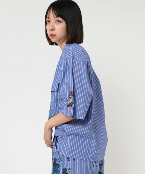 ブラウス シャツ B2812 コンフューズキャラストライプシャツ レディース RNA ブラウス シャツ B2812 コンフューズキャラストライプシャツ