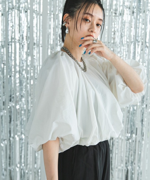 bohmal ブラウス シャツ バルーンショートギャザーブラウス